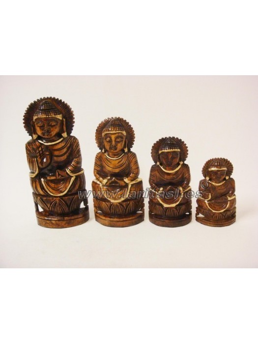 Budha Meditando sobre loto oscuro 4" (10cm)