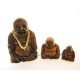 Budha em madeira sentado sorrindo 3" (7,5cm)