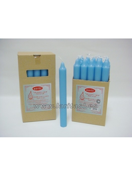 Vela Cor Azul Claro 19cmx2cm +/- 8h