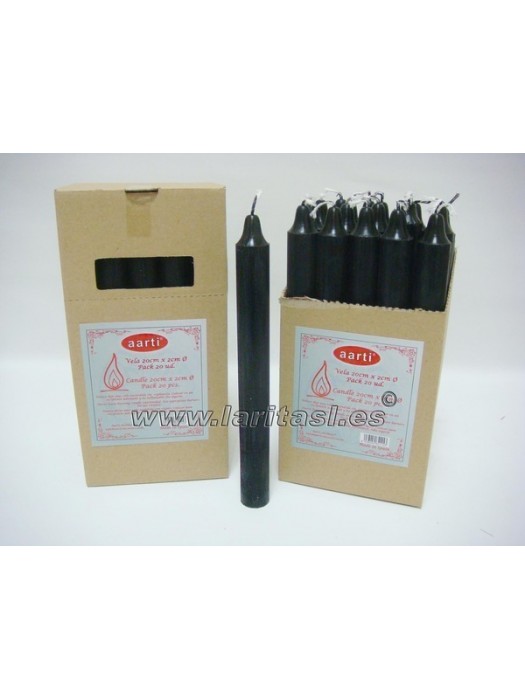 Vela Cor Preto 19cmx2cm +/- 8h