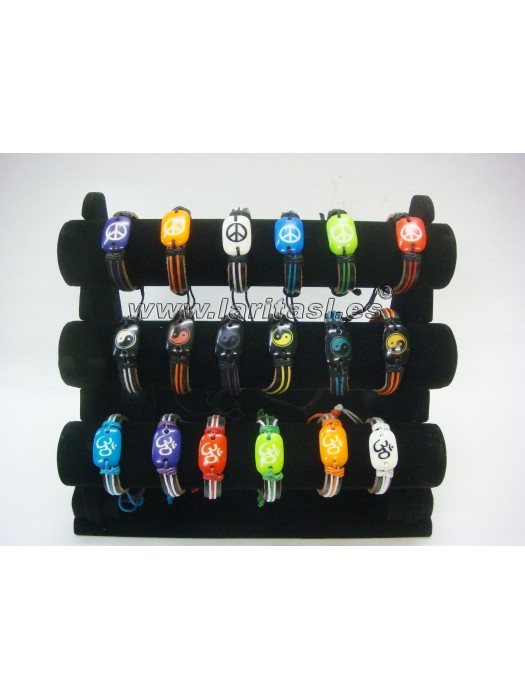 Pulseiras de couro set com expositor.